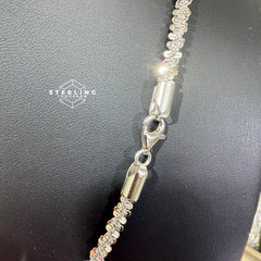 Popcorn Chain Necklace Diamond Cut - 925 Silver - 5mm 20"
