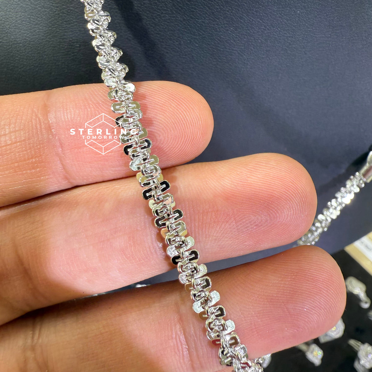 Popcorn Chain Necklace Diamond Cut - 925 Silver - 5mm 20"