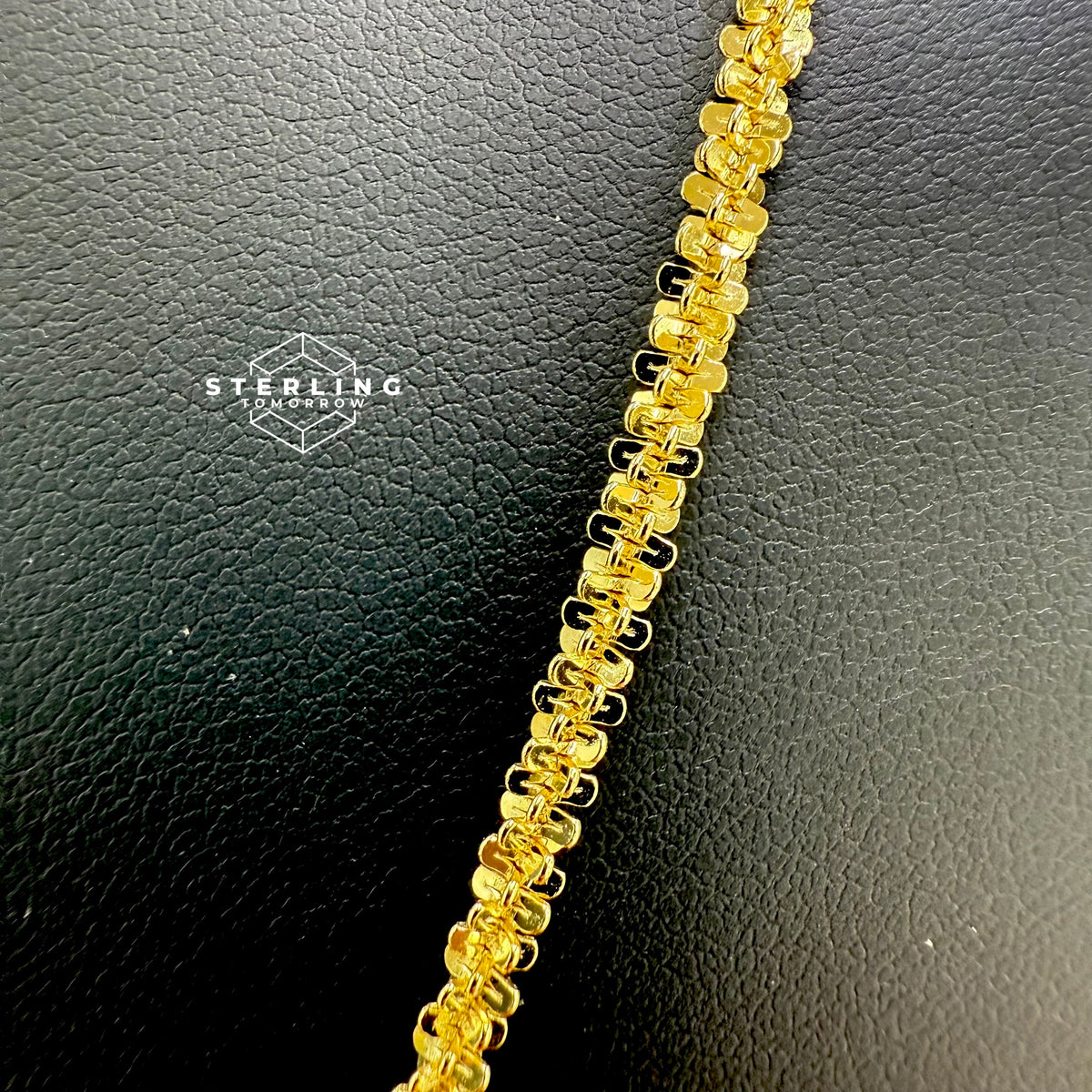 Popcorn Chain Necklace Diamond Cut - 925 Silver 14K Gold Plated - 3mm 22"