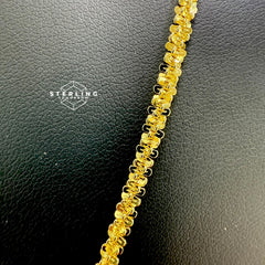Popcorn Chain Necklace Diamond Cut - 925 Silver 14K Gold Plated - 3mm 22"