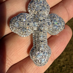 Moissanite Multi Stone Cross Pendant + Rope Chain