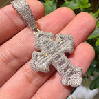 Moissanite Baguette Cross Pendant + Rope Chain