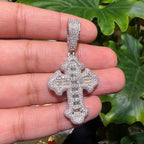 Moissanite Baguette Cross Pendant + Rope Chain