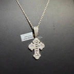 Moissanite Baguette Cross Pendant + Rope Chain