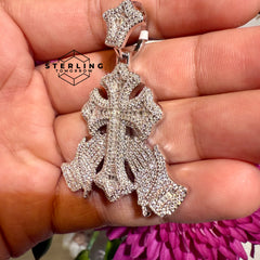Moissanite Cross Prayer Hands 2" Pendant