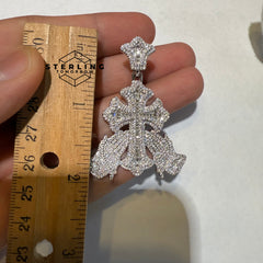 Moissanite Cross Prayer Hands 2" Pendant