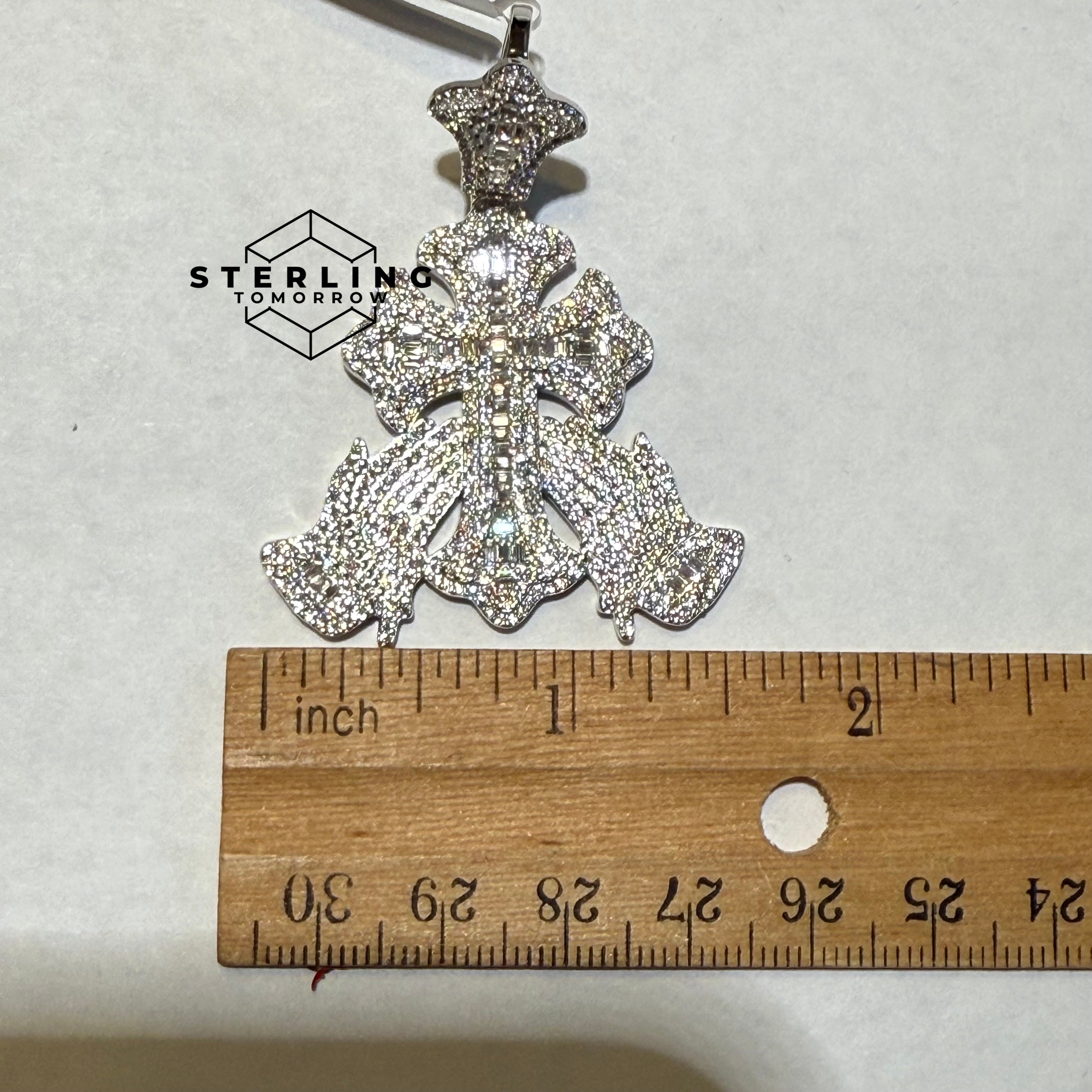 Moissanite Cross Prayer Hands 2" Pendant