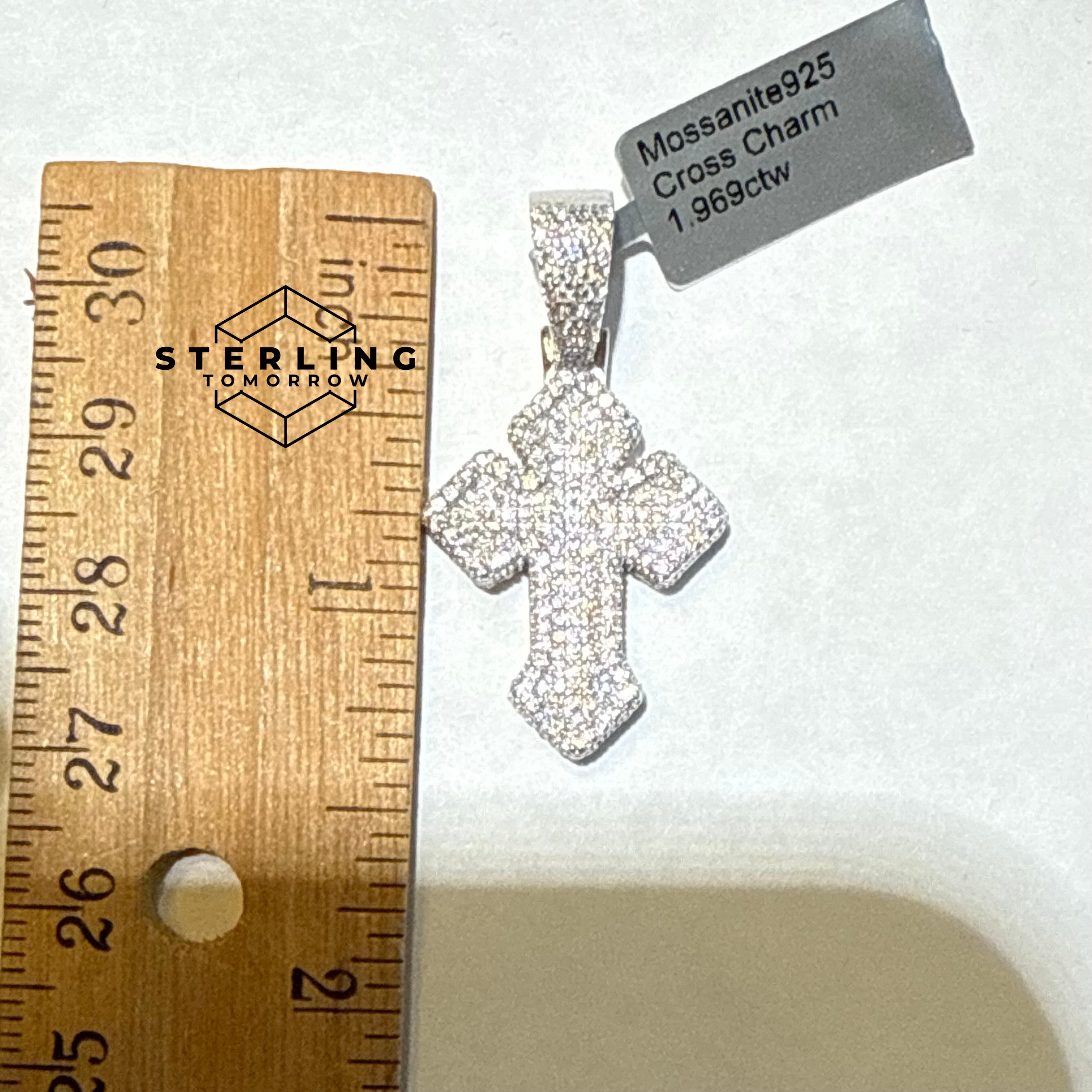 Moissanite Gothic Fully Iced 1.4" Cross Pendant