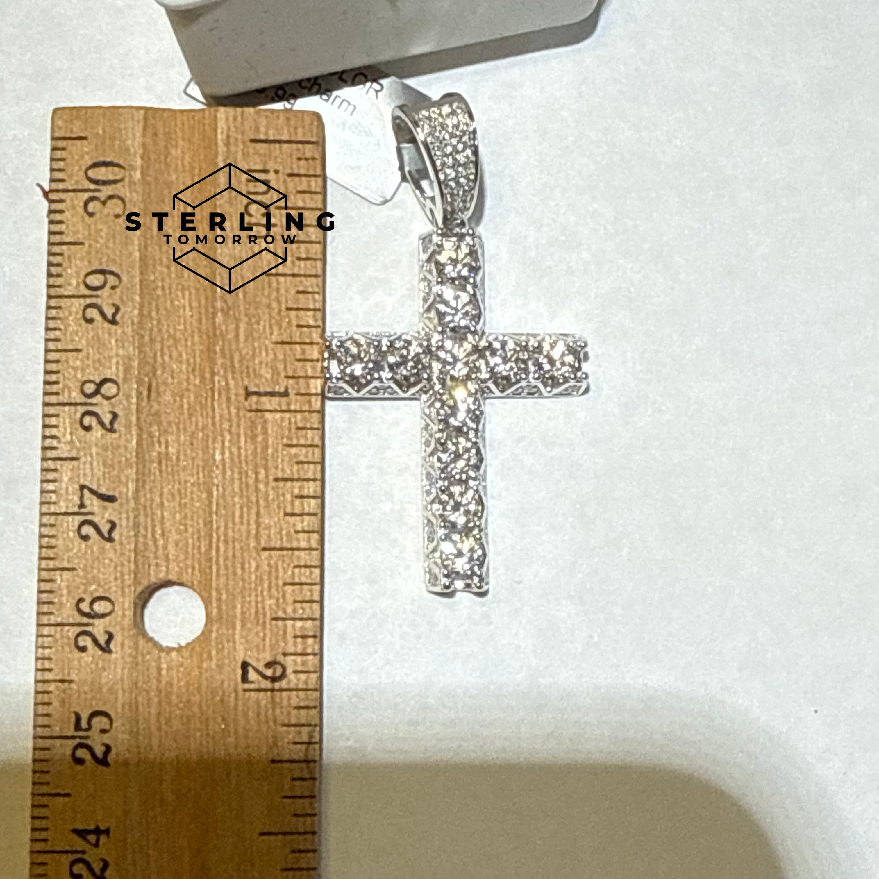 Moissanite Fully Iced Tennis Cross 1.6" Pendant