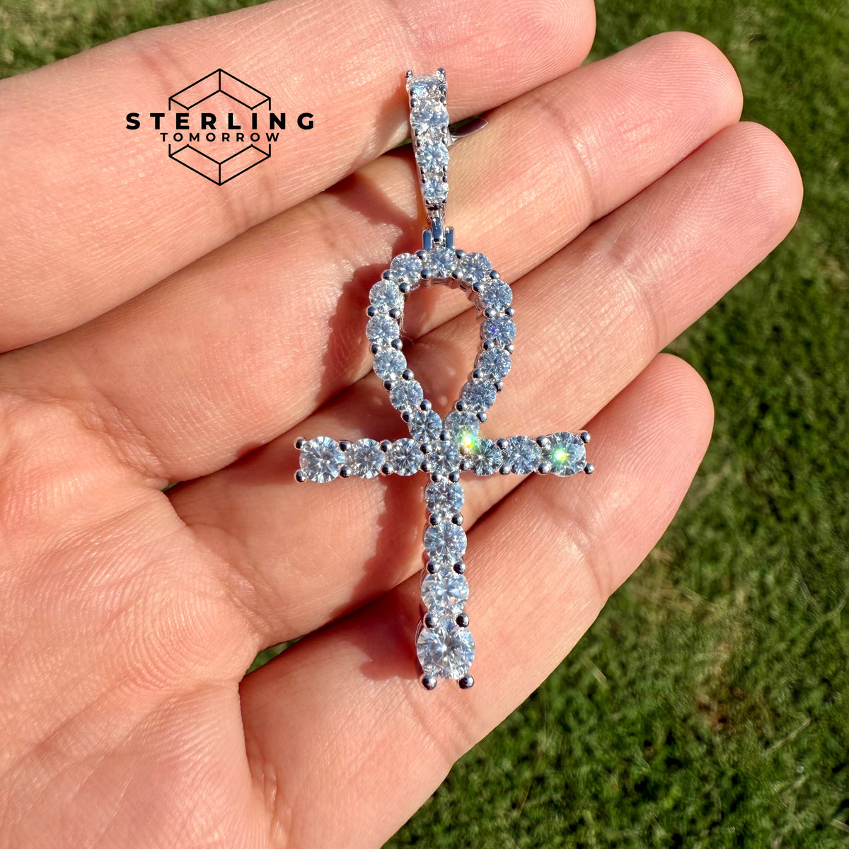 Moissanite Ankh 2" Pendant