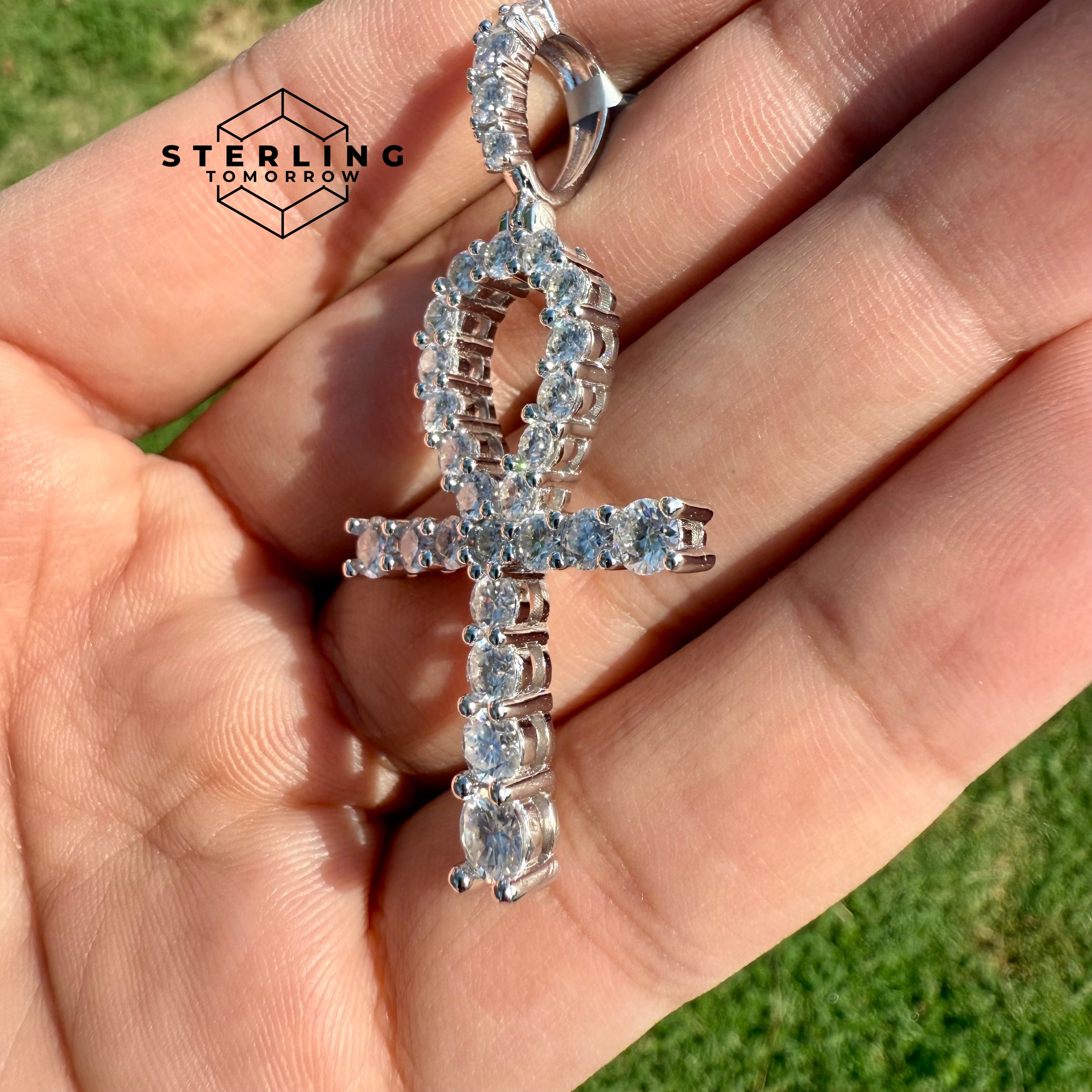Moissanite Ankh 2" Pendant
