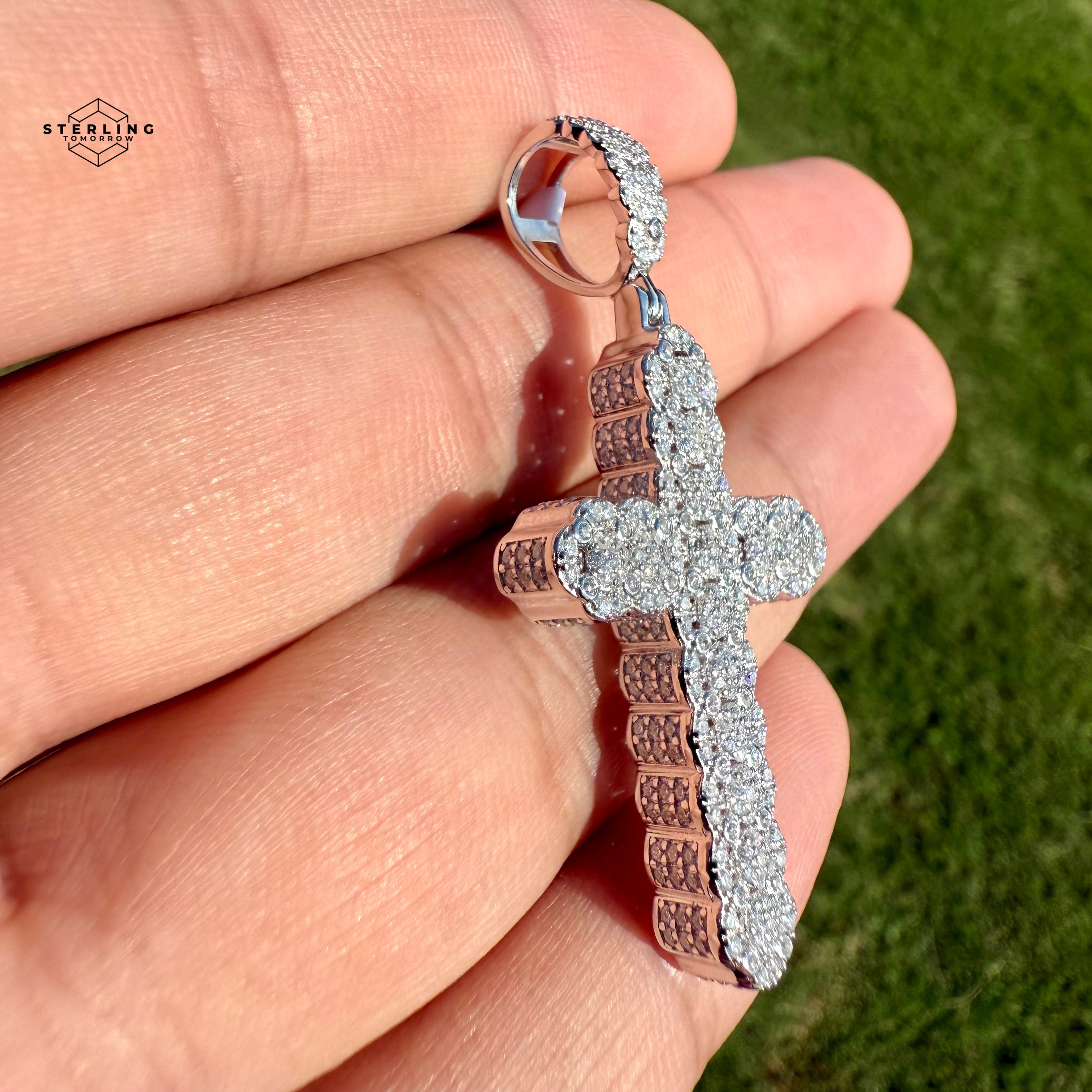 Moissanite Fully Iced Cross 2" Pendant