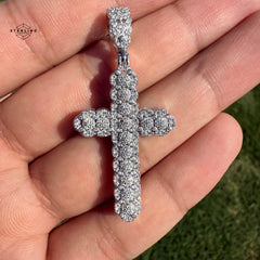 Moissanite Fully Iced Cross 2" Pendant