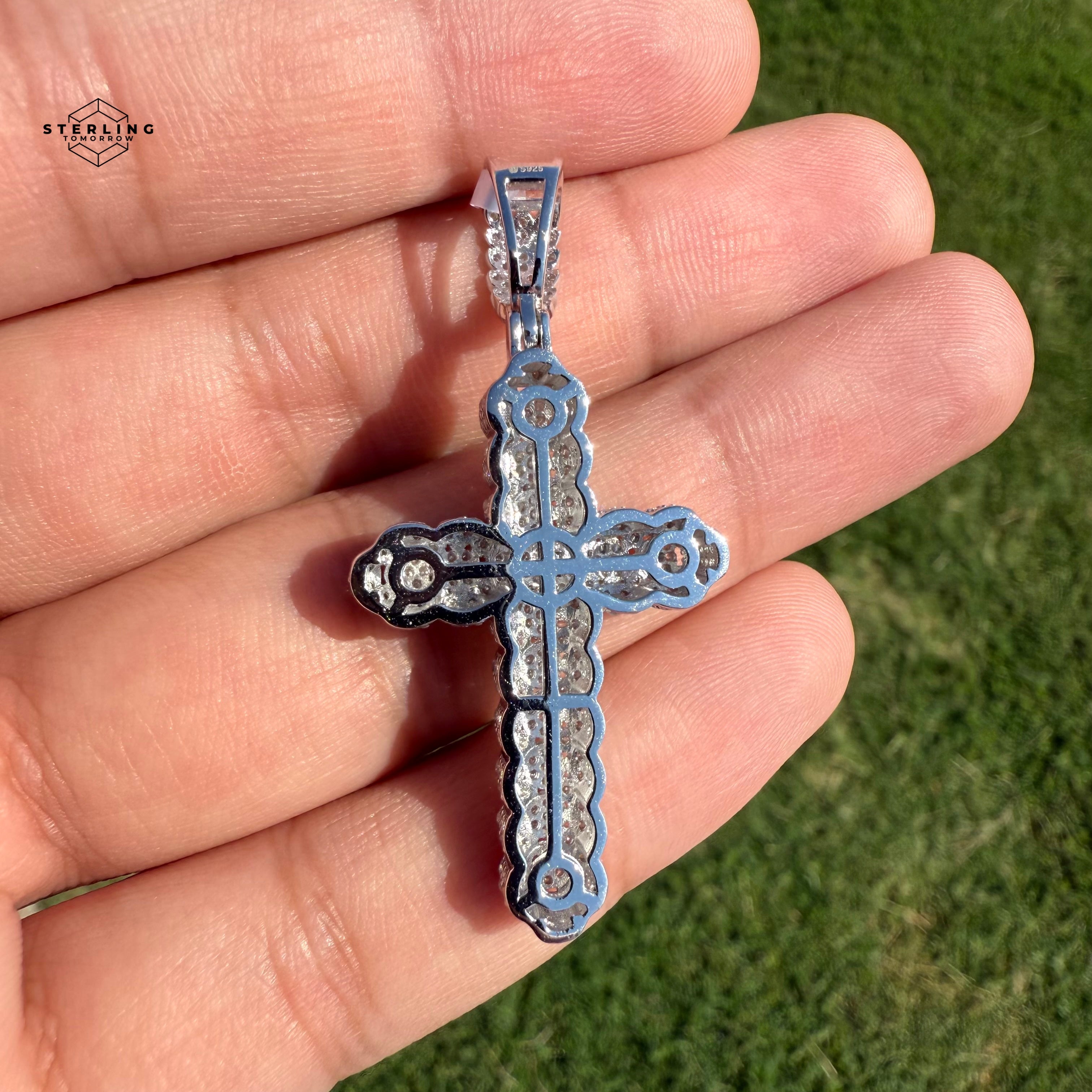 Moissanite Fully Iced Cross 2" Pendant