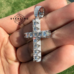 Moissanite Fully Iced Tennis Cross 1.6" Pendant