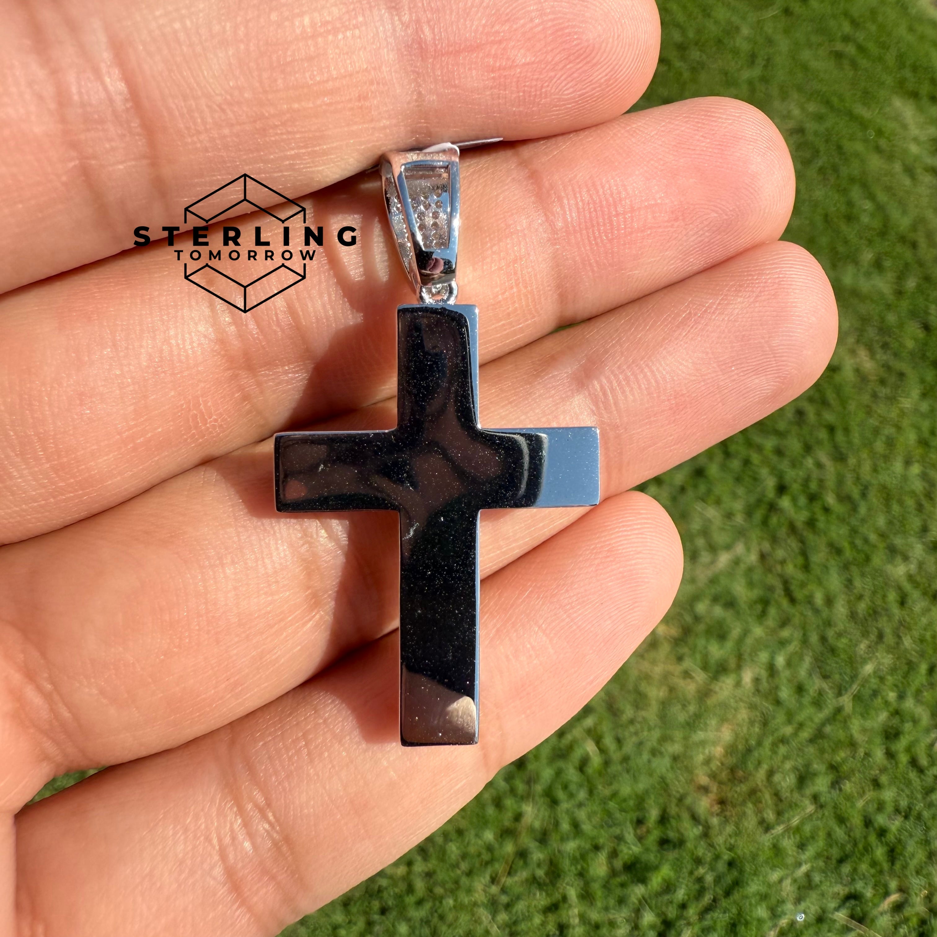 Moissanite Fully Iced Tennis Cross 1.6" Pendant