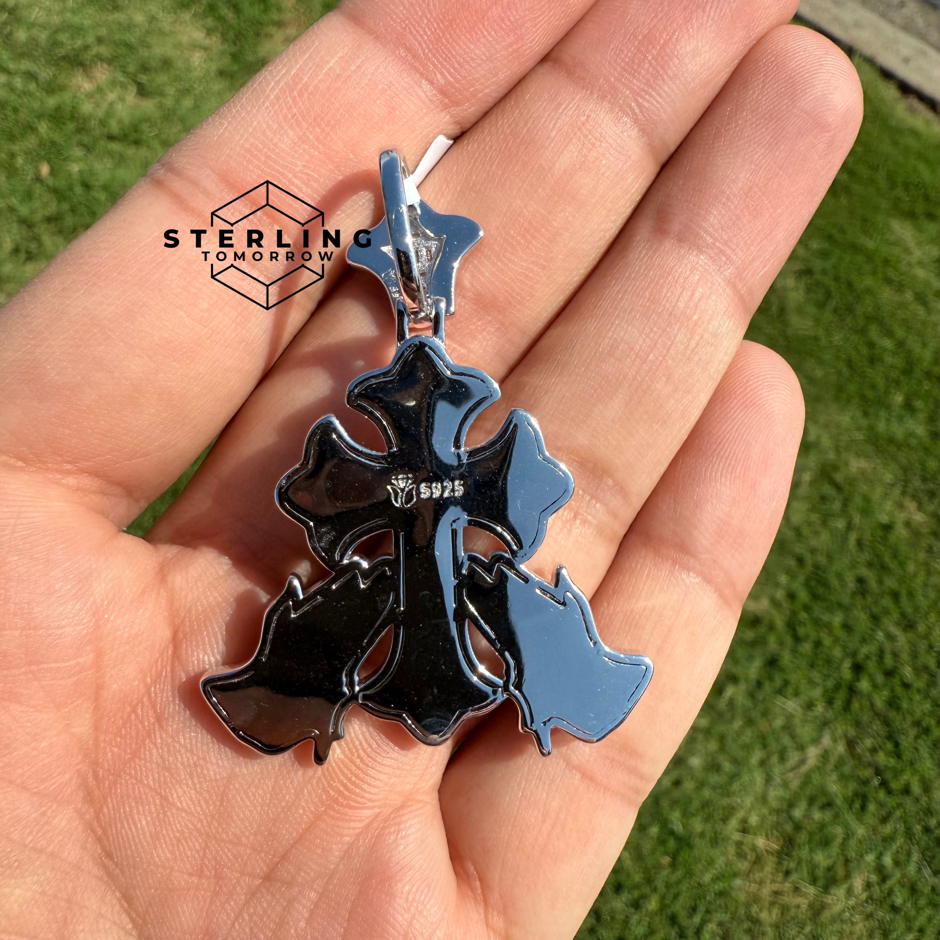 Moissanite Cross Prayer Hands 2" Pendant