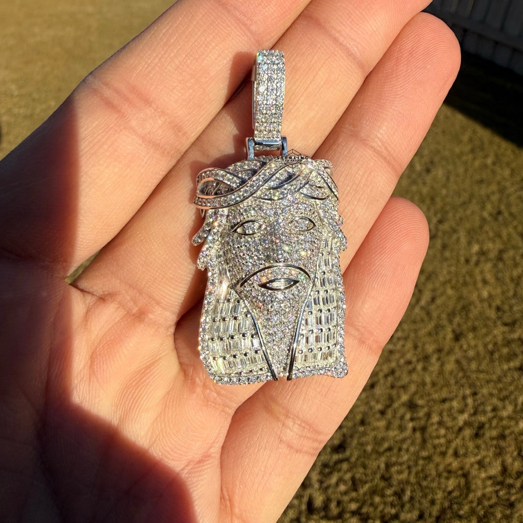 Jesus Baguette Moissanite Pendant