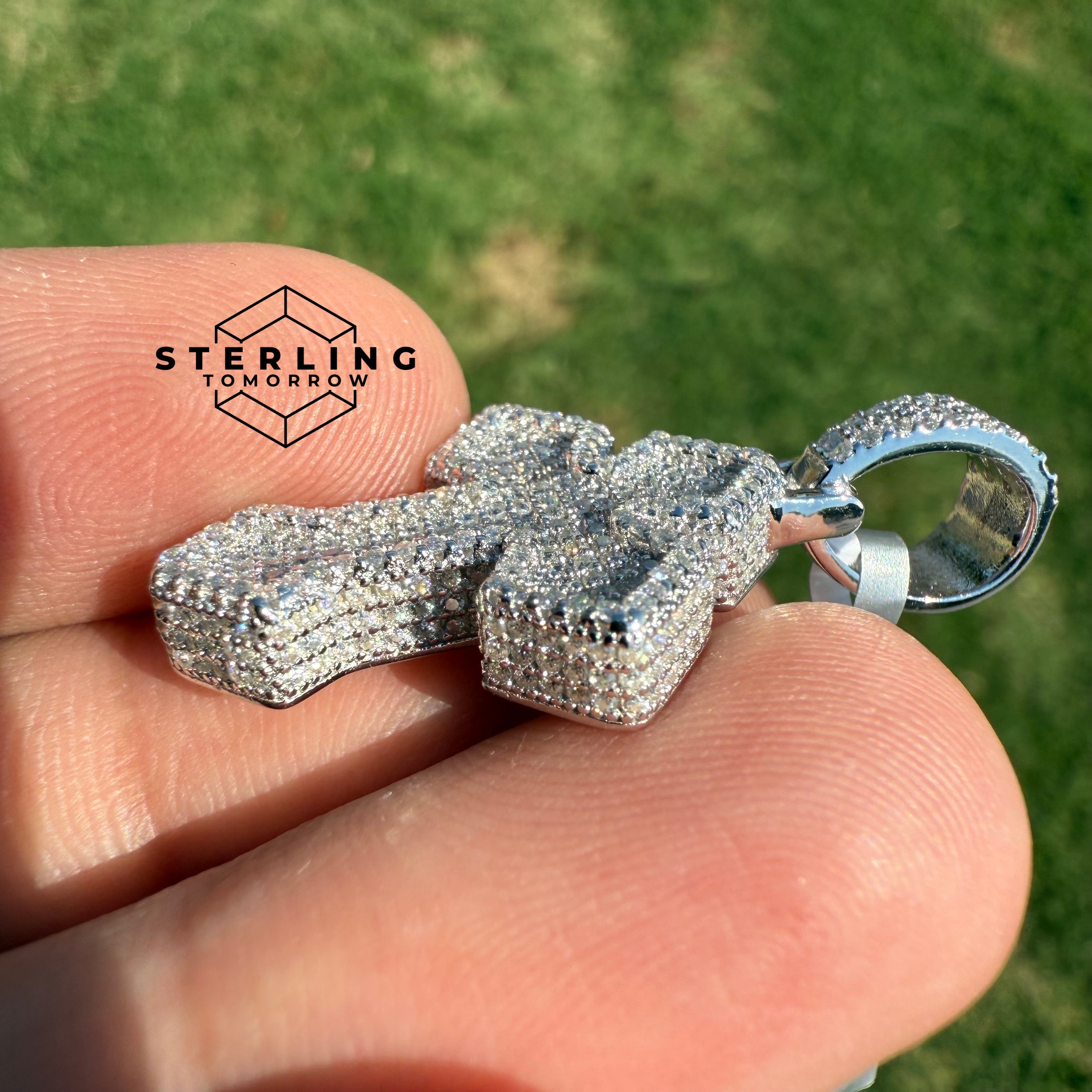 Moissanite Gothic Fully Iced 1.4" Cross Pendant