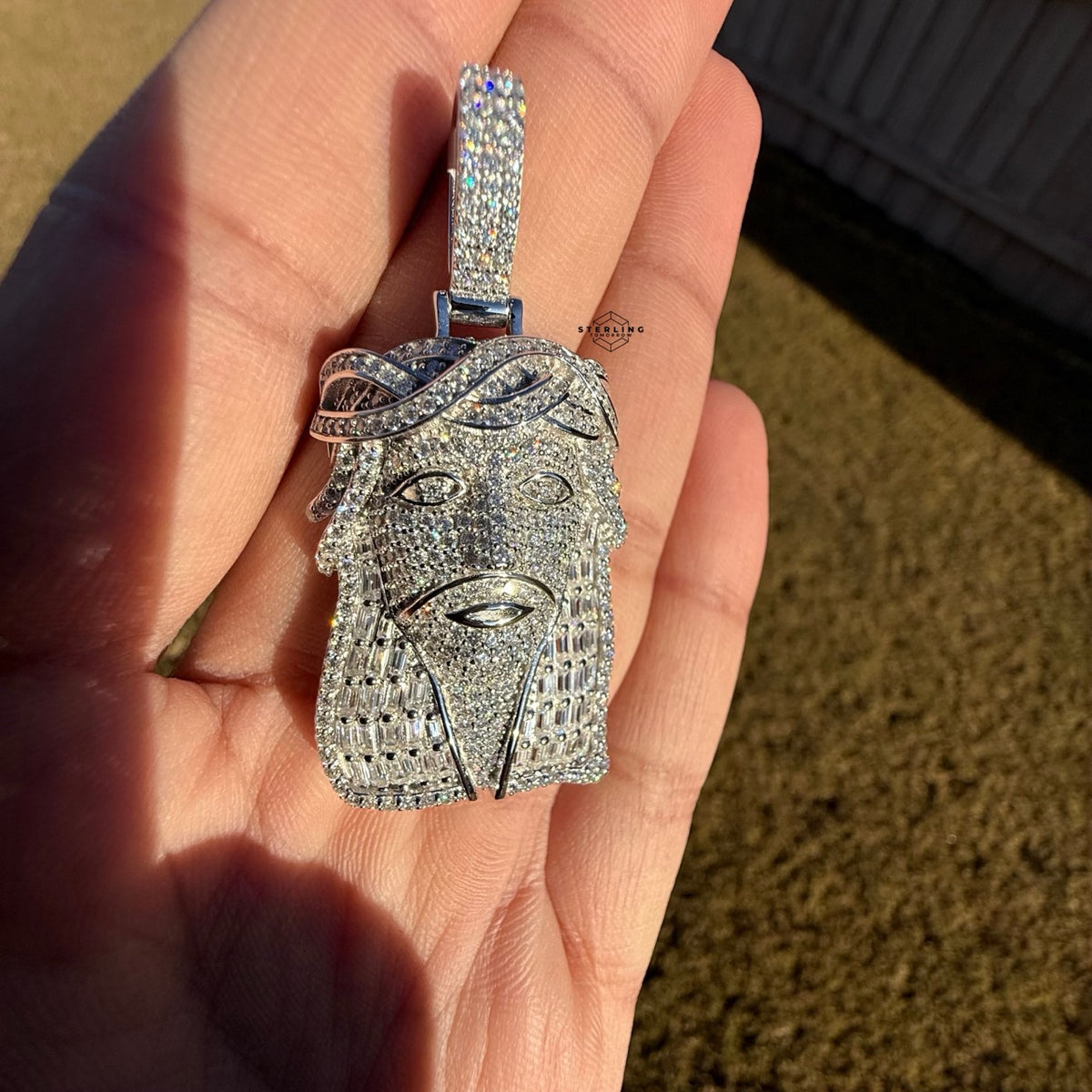 Jesus Baguette Moissanite Pendant