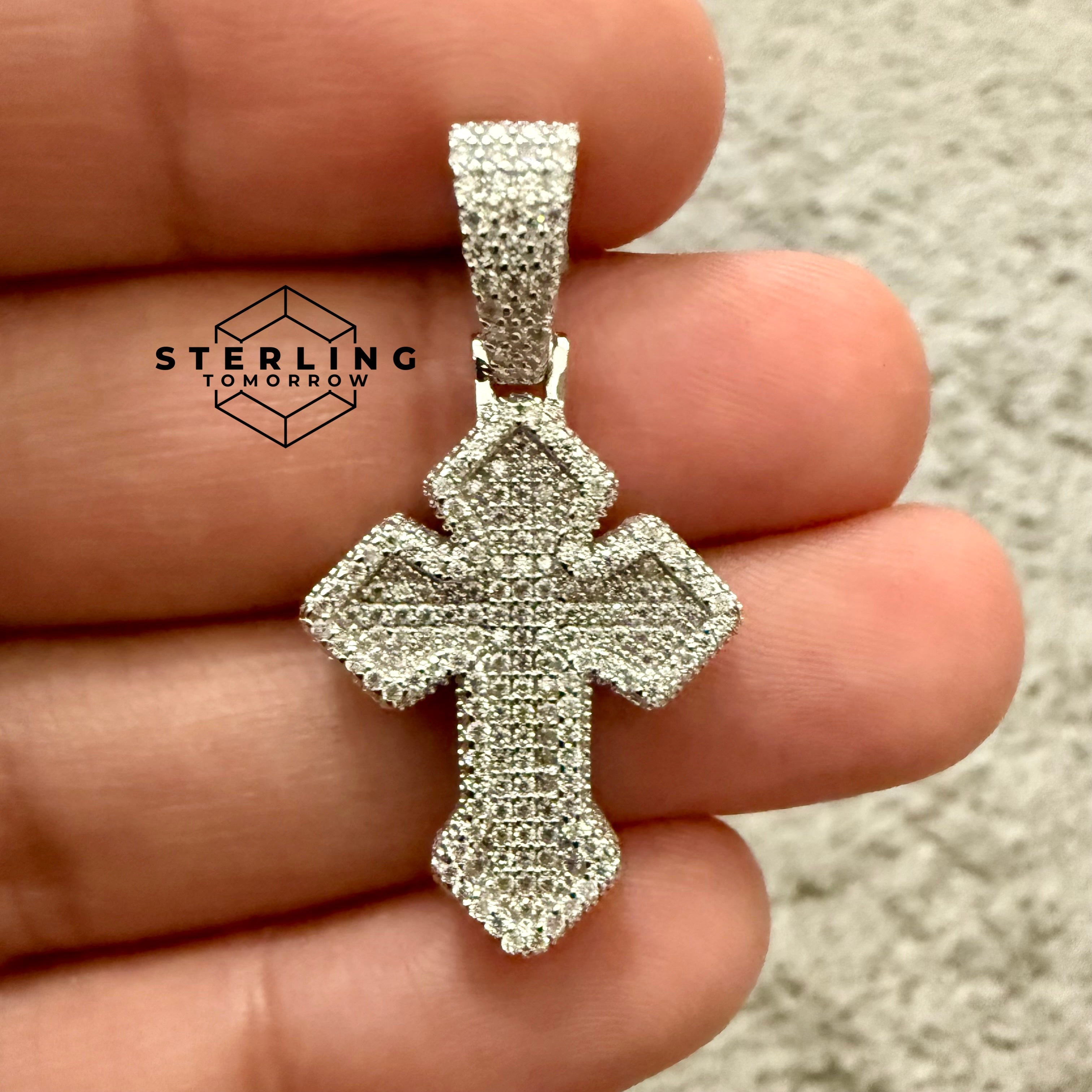 Moissanite Gothic Fully Iced 1.4" Cross Pendant