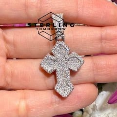 Moissanite Gothic Fully Iced 1.4" Cross Pendant