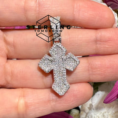 Moissanite Gothic Fully Iced 1.4" Cross Pendant
