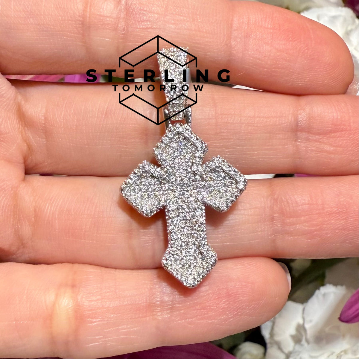 Moissanite Gothic Fully Iced 1.4" Cross Pendant