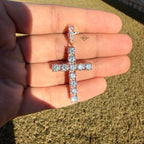 Moissanite 2" Rose Tennis Cross Pendant