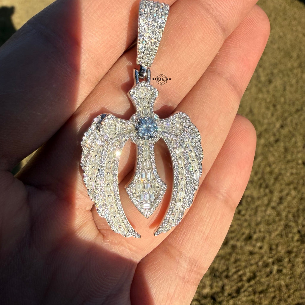 Moissanite Cross Wings Pendant