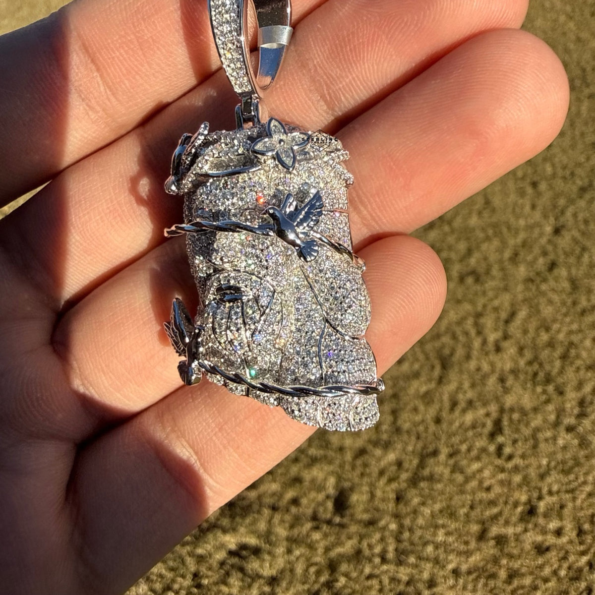 Moissanite Jesus Head Thorns Pendant