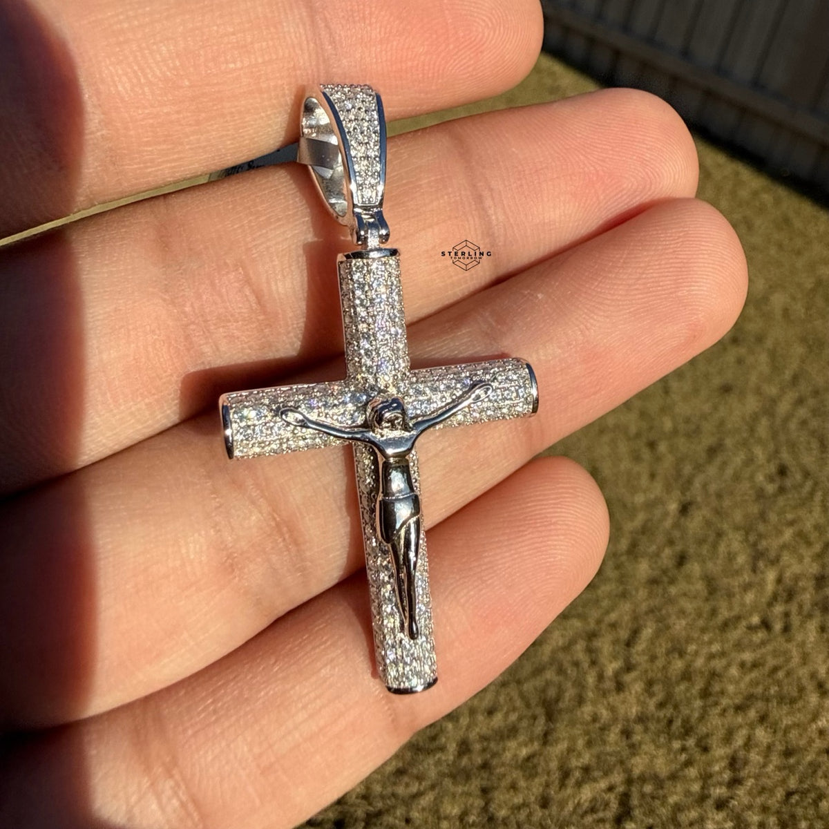 Moissanite Cross Crucifix Pendant