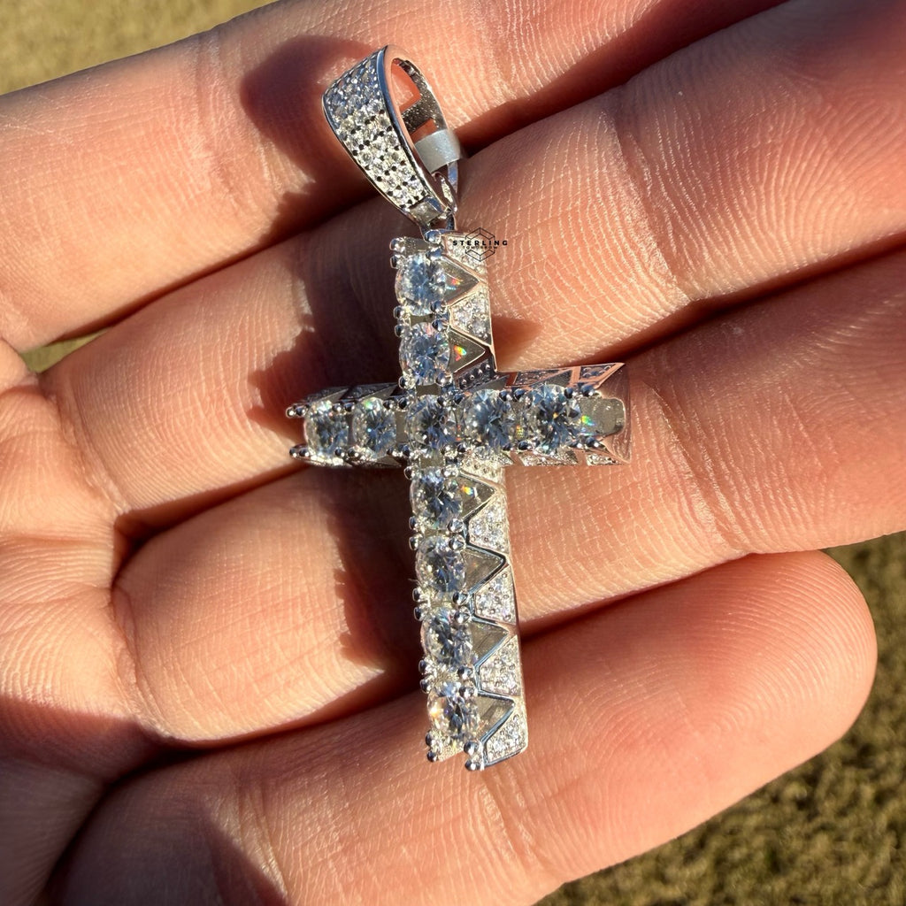 Moissanite Fully Iced Tennis Cross Pendant