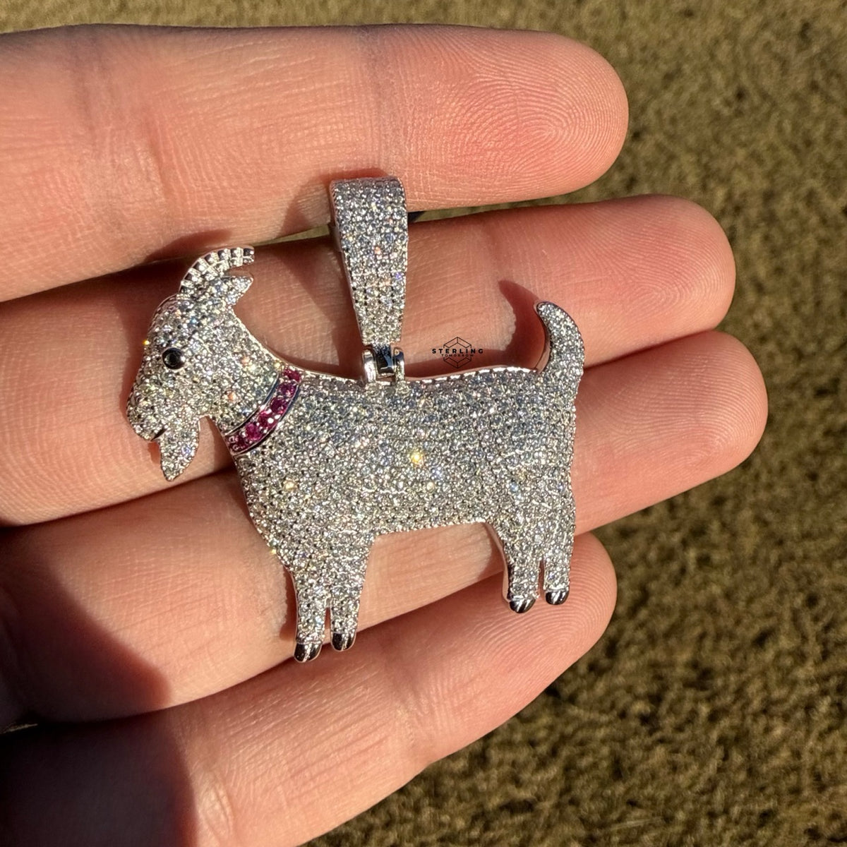 Moissanite Goat Iced Out Pendant + Steel Rope Chain