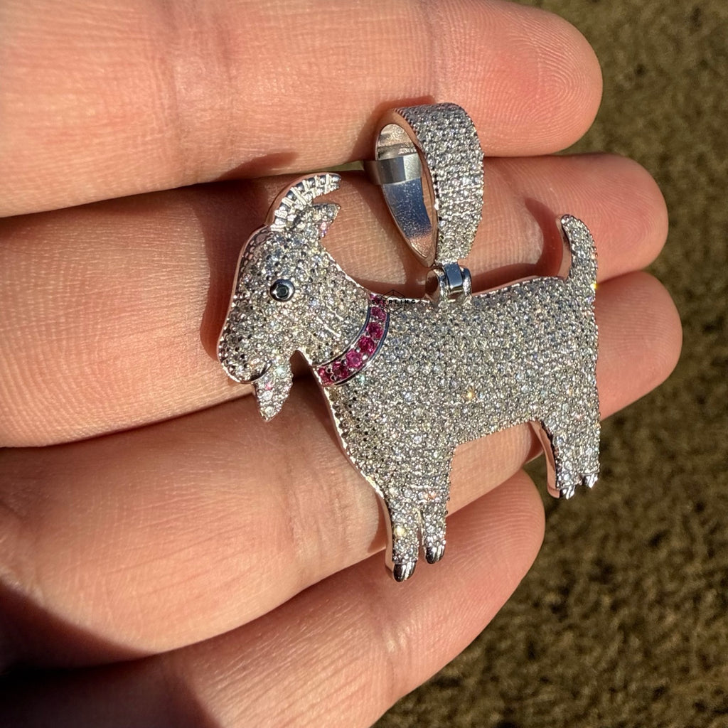 Moissanite Goat Iced Out Pendant + Steel Rope Chain