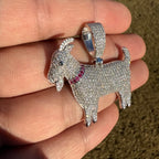 Moissanite Goat Iced Out Pendant + Steel Rope Chain