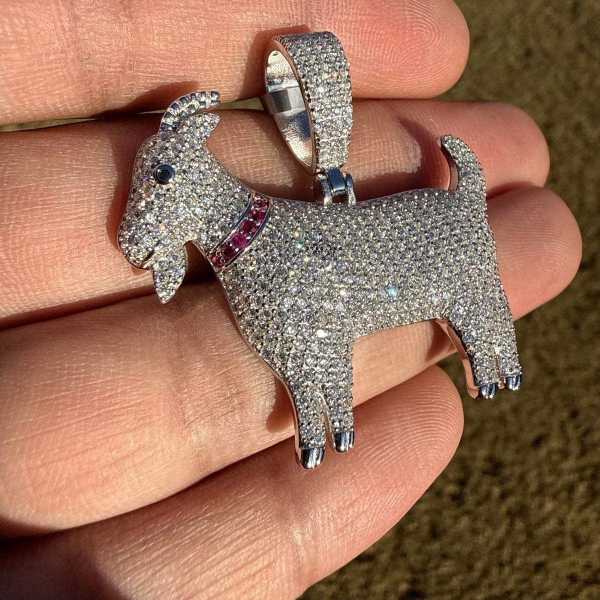 Moissanite Goat Iced Out Pendant + Steel Rope Chain
