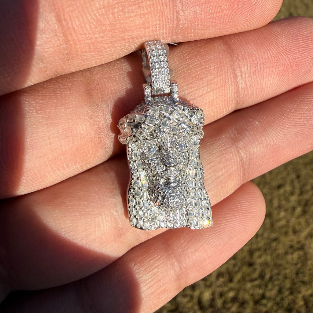 Moissanite Small Baguette Jesus Pendant