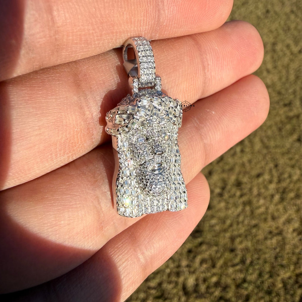Moissanite Small Baguette Jesus Pendant