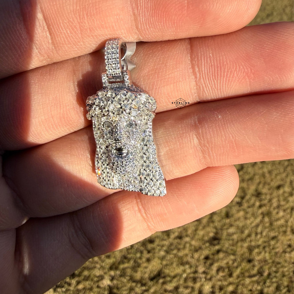 Moissanite Small Baguette Jesus Pendant