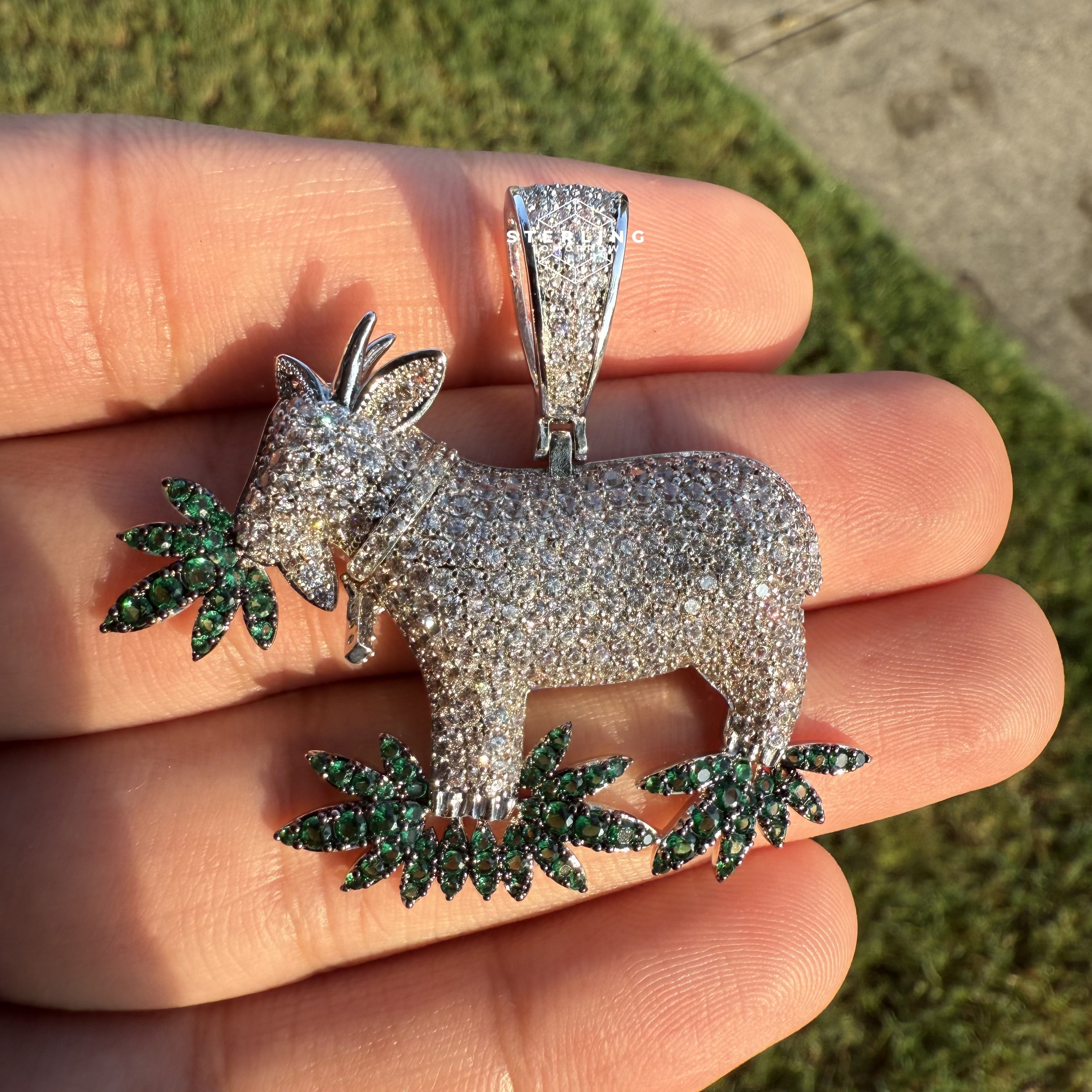 Goat Marijuana Iced Out Pendant