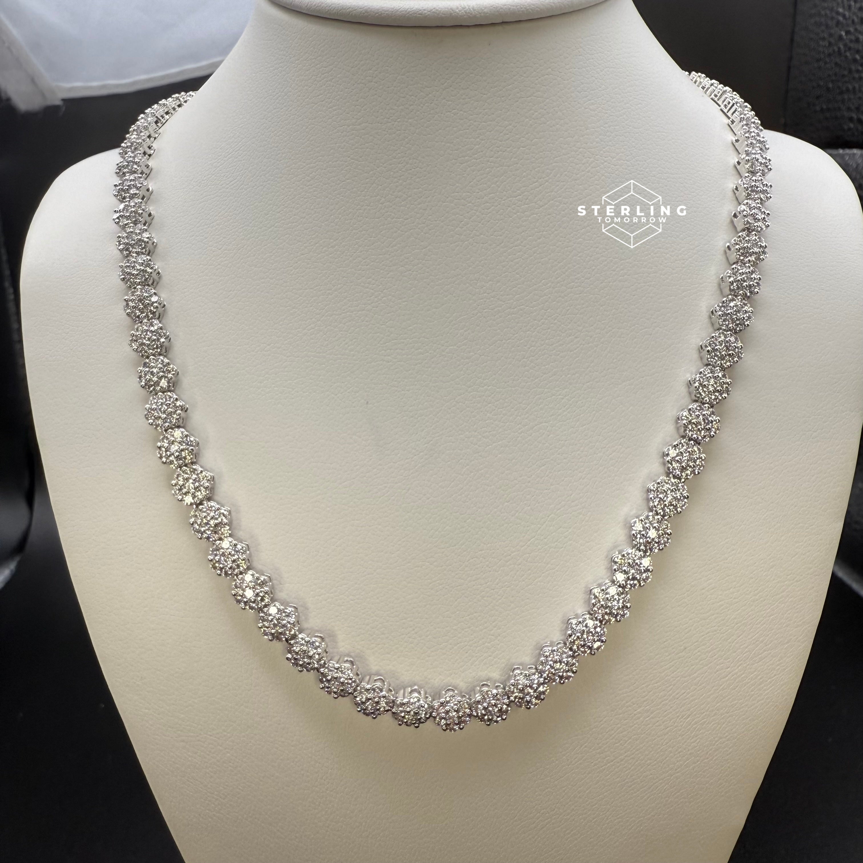 Small Honeycomb 5mm Flower Tennis Necklace