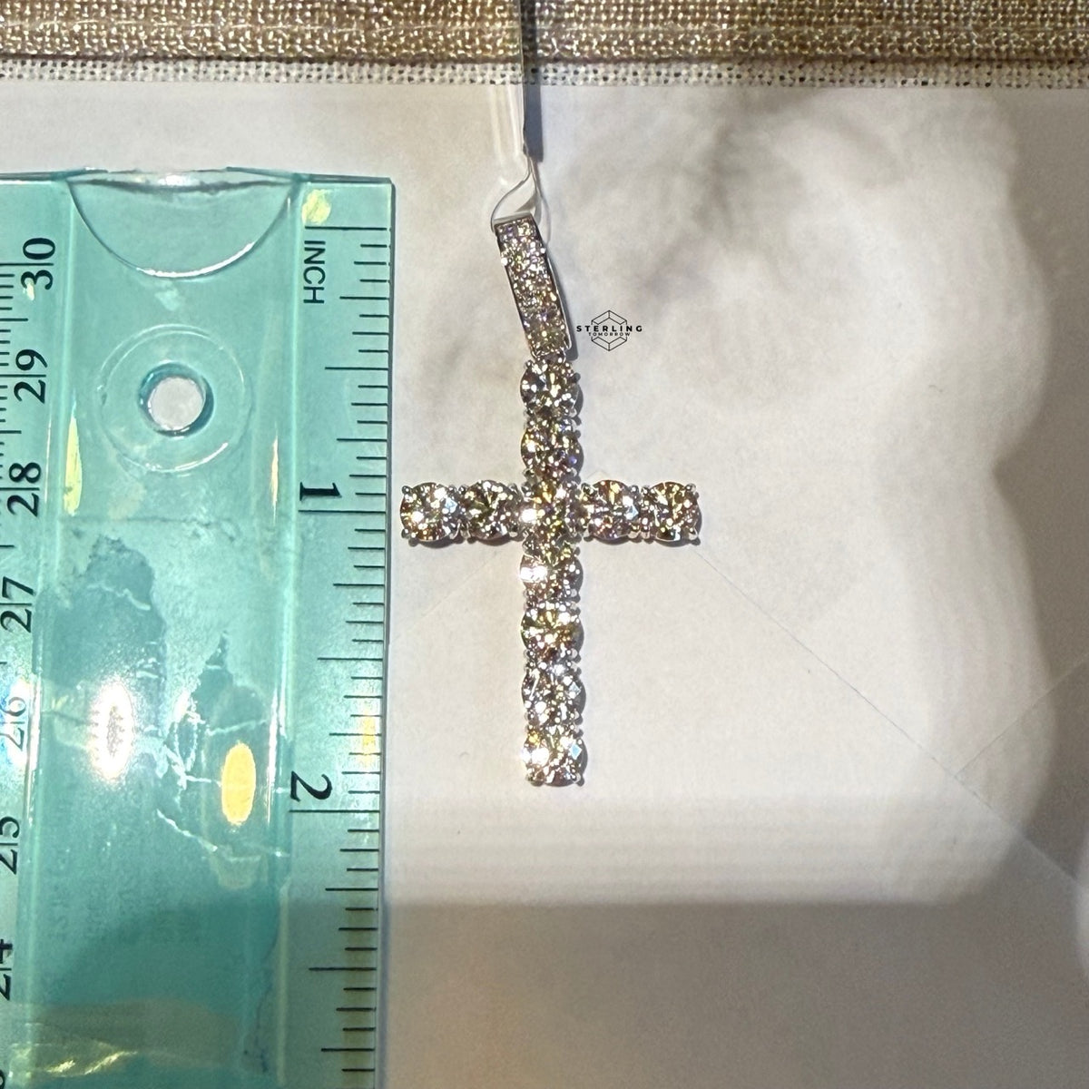 Moissanite 2" Tennis Cross Pendant
