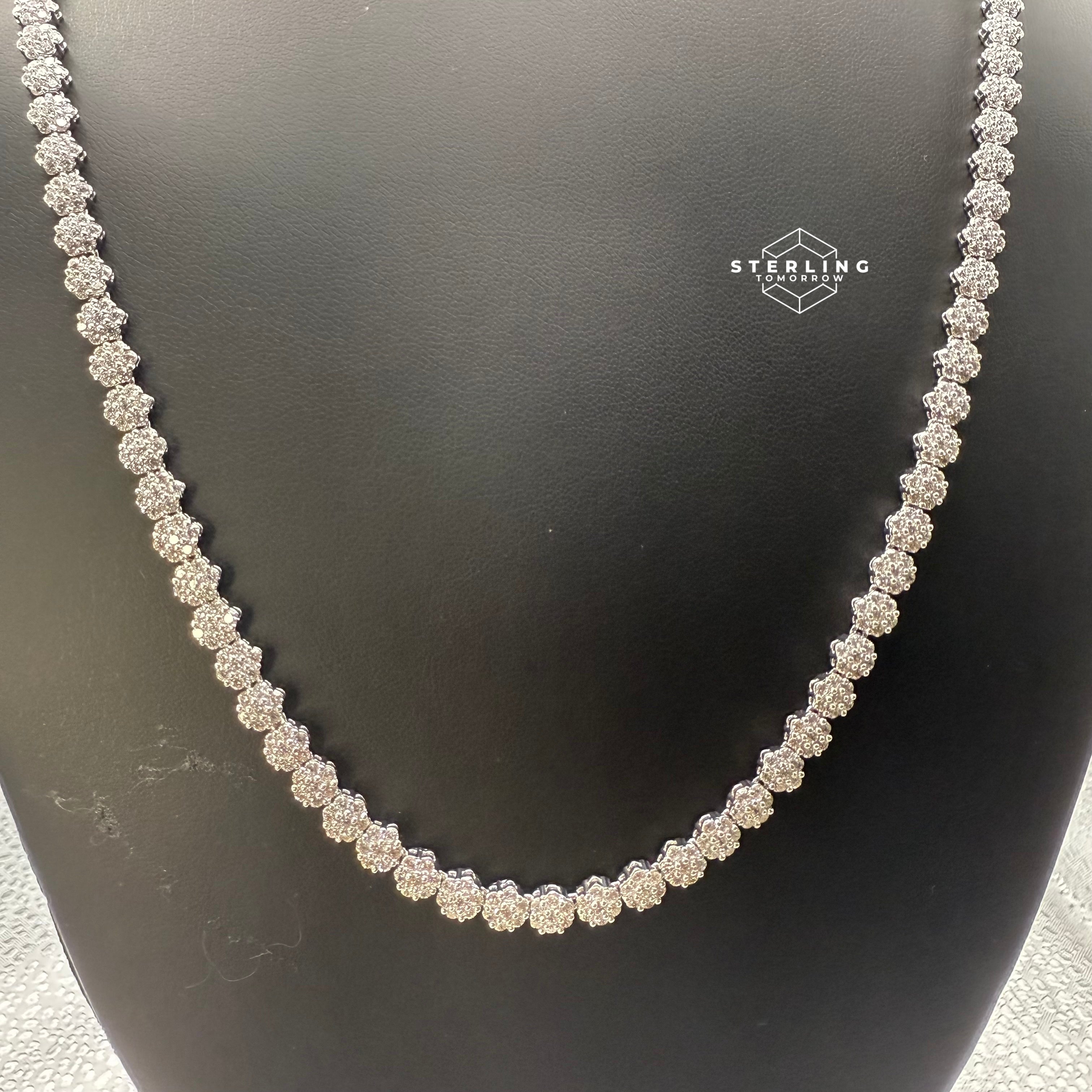 Small Honeycomb 5mm Flower Tennis Necklace