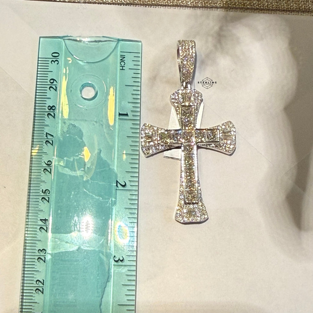 Moissanite MultiCut Cross Pendant + Rope Chain