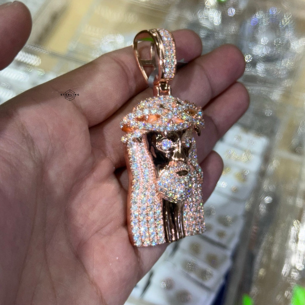 Moissanite 3" Jesus Pendant Rose