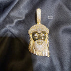 Jesus Face 14k Gold Plated Pendant + Steel Rope Chain