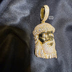 Jesus Face 14k Gold Plated Pendant + Steel Rope Chain