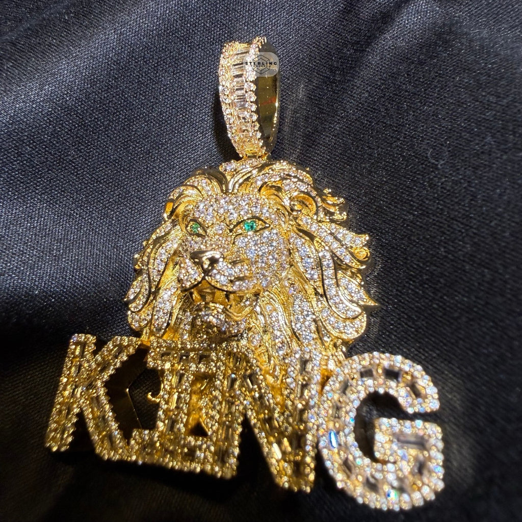 King Lion Iced Statement Pendant + Steel Rope Chain