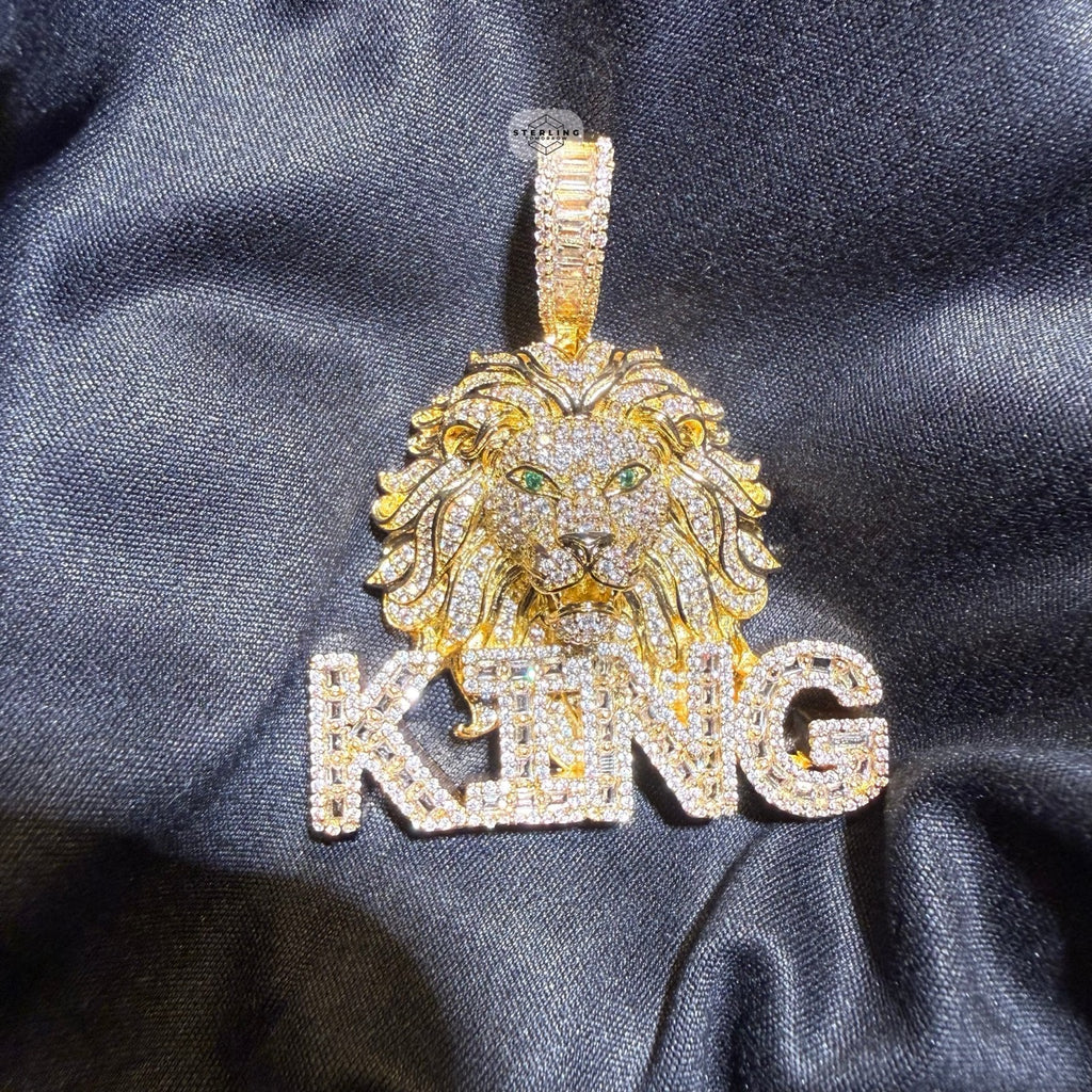 King Lion Iced Statement Pendant + Steel Rope Chain